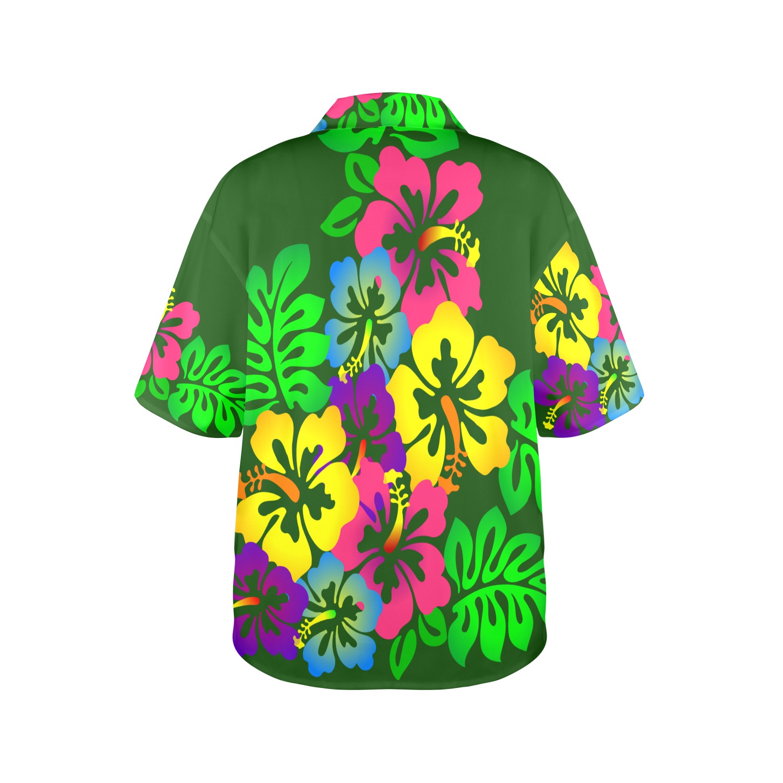 Hibiscus Hawaiian Flowers - Green Women's All Over Print Hawaiian Shirt (T58-2)