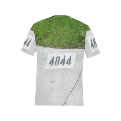 Street Number 4844 with green collar Men's All Over Print T-Shirt (Solid Color Neck) (Model T63)