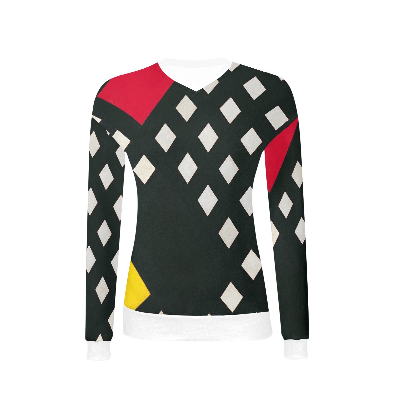 Counter-composition XV by Theo van Doesburg- Women's All Over Print V-Neck Sweater (Model H48)