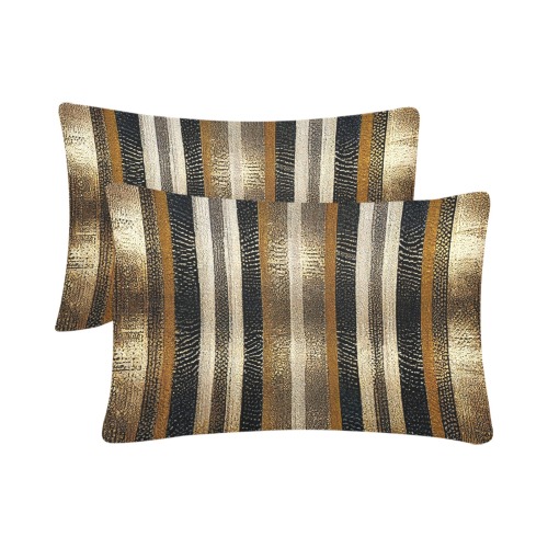 gold, silver and black striped pattern Custom Pillow Case 20"x 30" (One Side) (Set of 2)