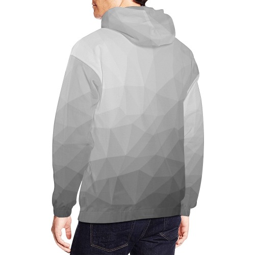 Grey Gradient Geometric Mesh Pattern All Over Print Hoodie for Men (USA Size) (Model H13)