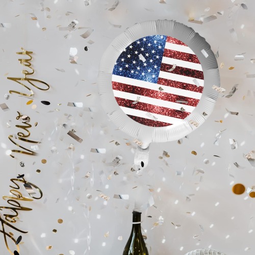 Sparkly USA flag America Red White Blue faux Sparkles patriotic bling 4th of July Foil Balloon (18inch)