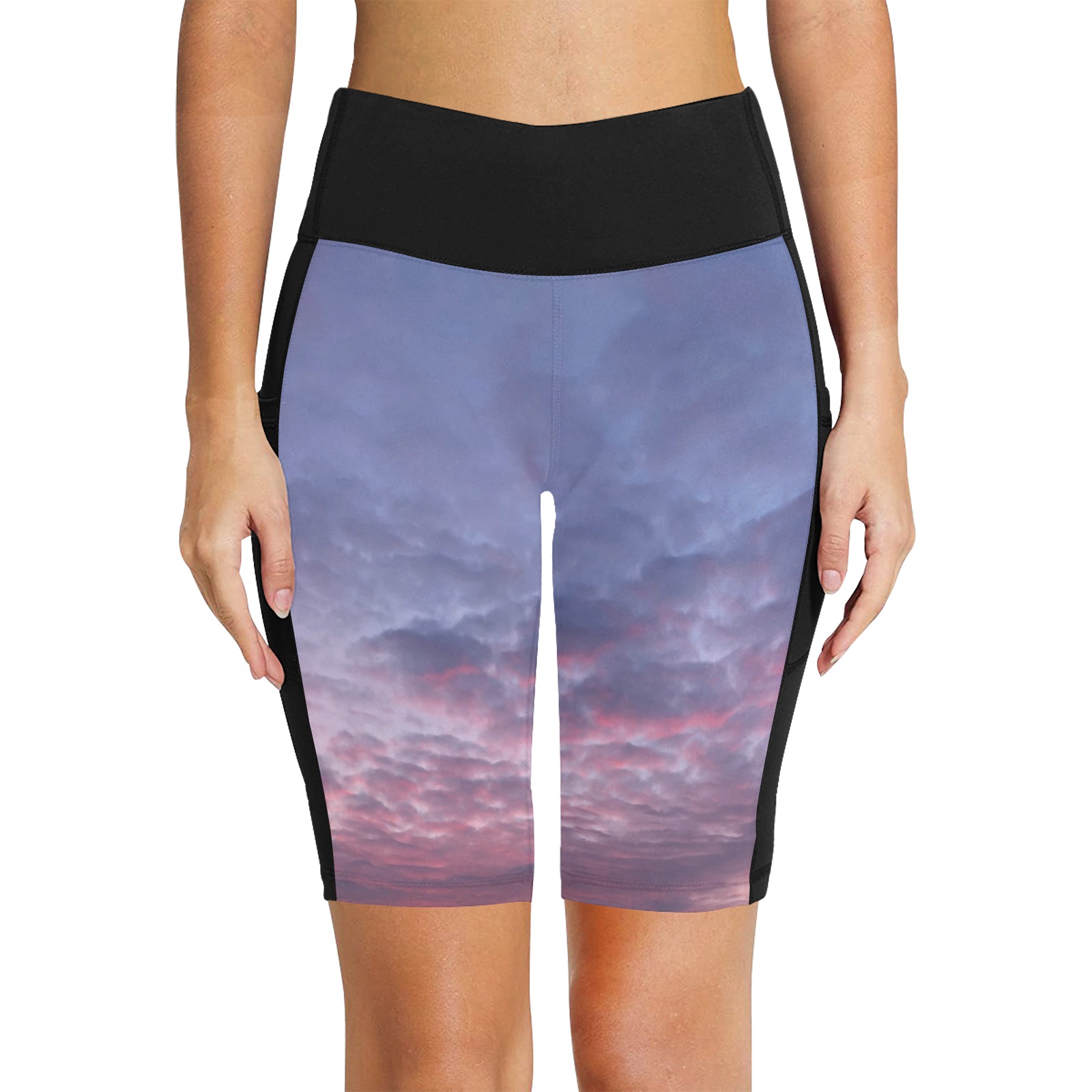 Morning Purple Sunrise Collection Women's Workout Half Tights (Model L42)