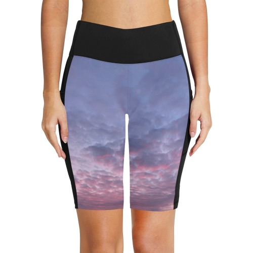 Morning Purple Sunrise Collection Women's Workout Half Tights (Model L42)