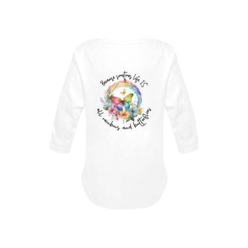Rainbows and Butterflies 10T Baby Powder Organic Long Sleeve One Piece (Model T27)