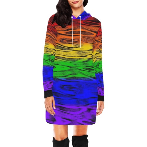Rainbow Gay Pride Hoodie Dress All Over Print Hoodie Mini Dress (Model H27)