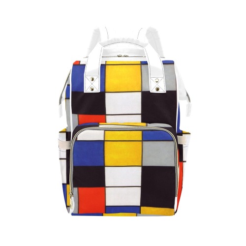 Composition A by Piet Mondrian Multi-Function Diaper Backpack/Diaper Bag (Model 1688)