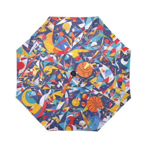 Basketball balls colorful geometric abstract art. Auto-Foldable Umbrella (Model U04)