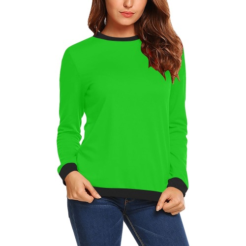 Merry Christmas Green Solid Color All Over Print Crewneck Sweatshirt for Women (Model H18)