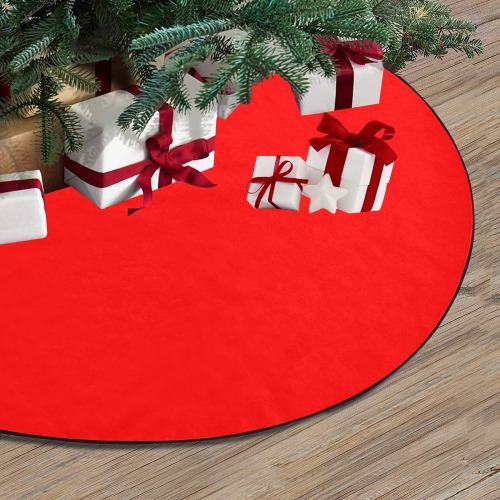 Merry Christmas Red Solid Color Thick Christmas Tree Skirt 36" x 36"