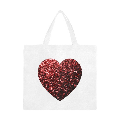 Red sparkles heart faux glitter Valentines Day love Canvas Tote Bag/Large (Model 1702)