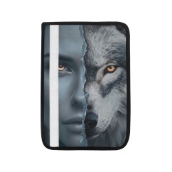 Cinematic Portrait Of Human-Wolf Symmetry Car Seat Belt Cover 7''x10''