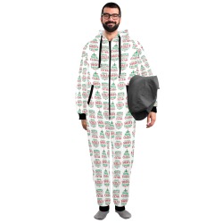 Naughty Christmas Onesie Unisex One-Piece Zip Up Hooded Pajamas