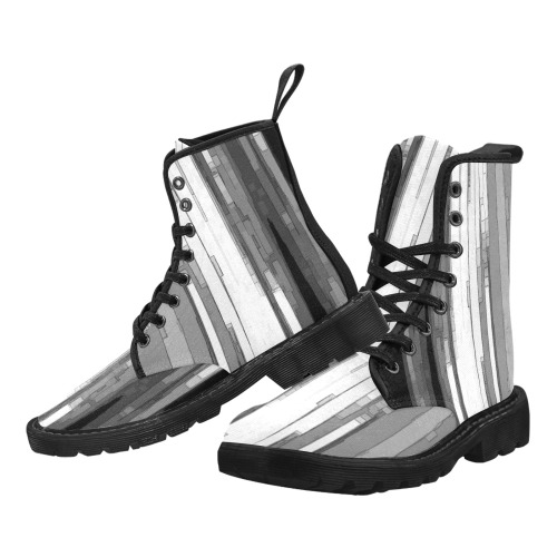 Greyscale Abstract B&W Art Martin Boots for Men (Black) (Model 1203H)