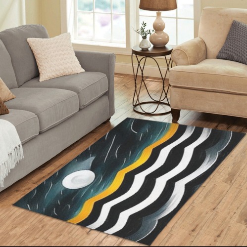 abstract ocean wave's on a full moon Area Rug 5'x3'3''