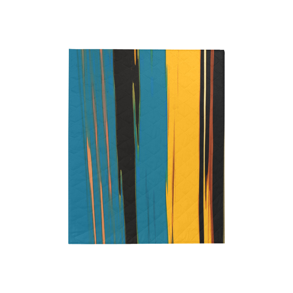 Black Turquoise And Orange Go! Abstract Art Quilt 40"x50"