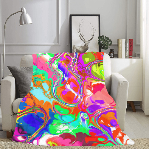 Psychedelic Abstract Marble Artistic Dynamic Paint Art Ultra-Soft Micro Fleece Blanket 60"x80"
