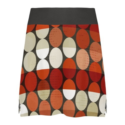 Abstract Red Circles Mid Century Women's Athletic Skirt (Model D64)