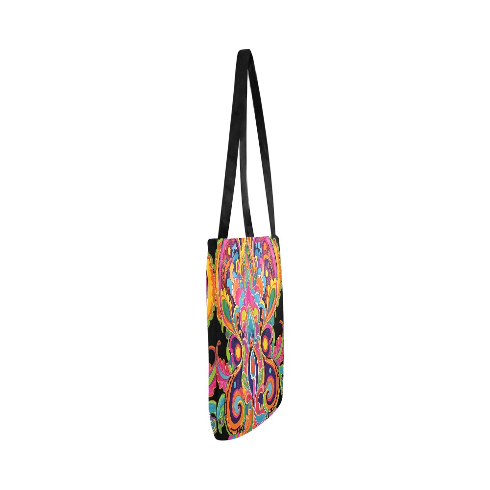 Abstract Retro Hippie Paisley Floral Reusable Shopping Bag Model 1660 (Two sides)
