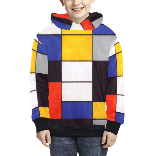 Composition A by Piet Mondrian Kids' All Over Print Hoodie (Model H38)