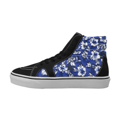 Flowery distortion mosaic Women's High Top Skateboarding Shoes (Model E001-1)