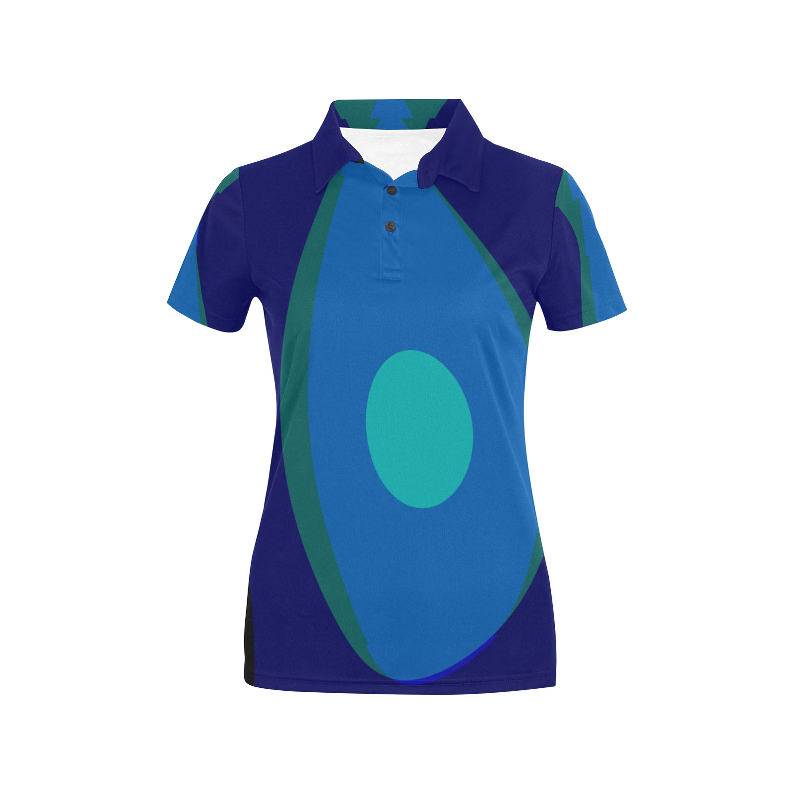 Dimensional Blue Abstract 915 Women's All Over Print Polo Shirt (Model T55)