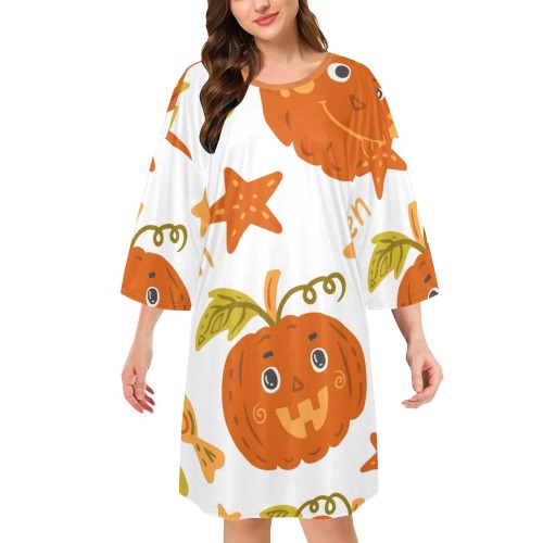Festive Pumpkins Women's Oversized Sleep Tee (Model T74)