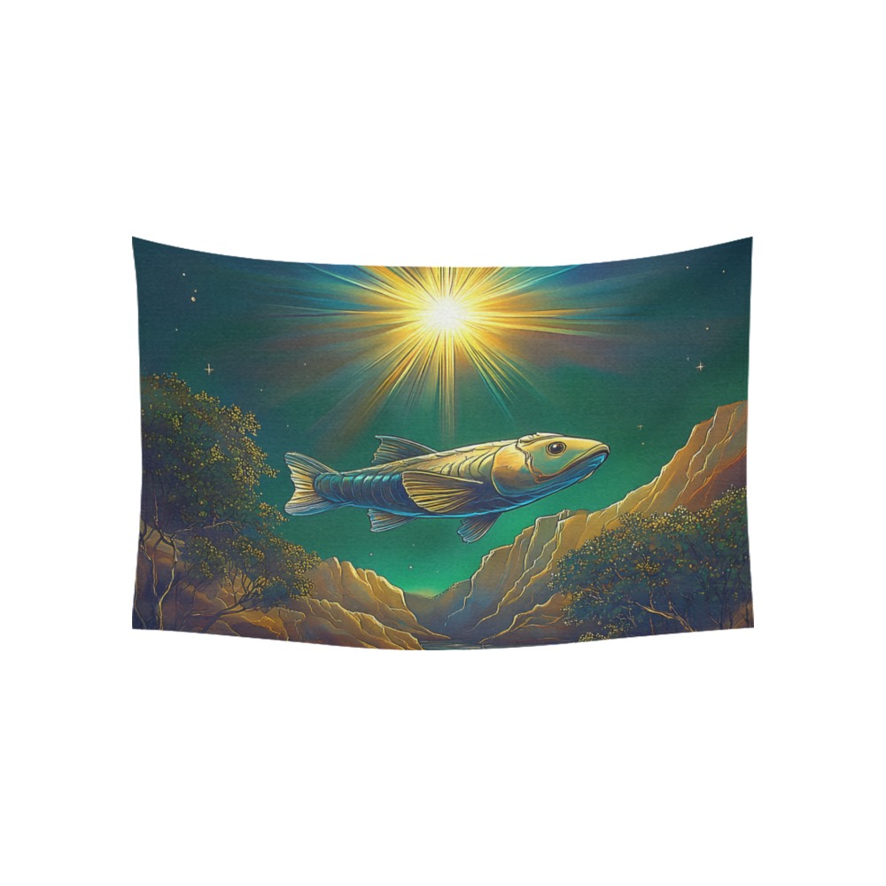 Celestial Swim Cotton Linen Wall Tapestry 60"x 40"
