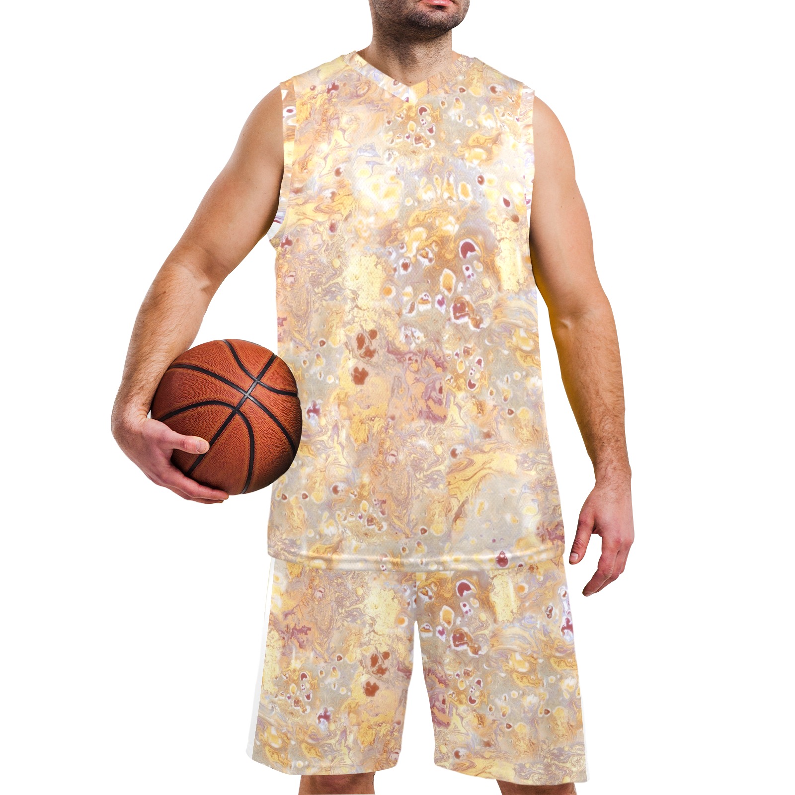 marbling 8-3 Men's V-Neck Basketball Uniform