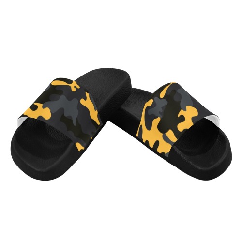 XXsmiles Mens Yellow Camo Sandals Men's Slide Sandals (Model 057)