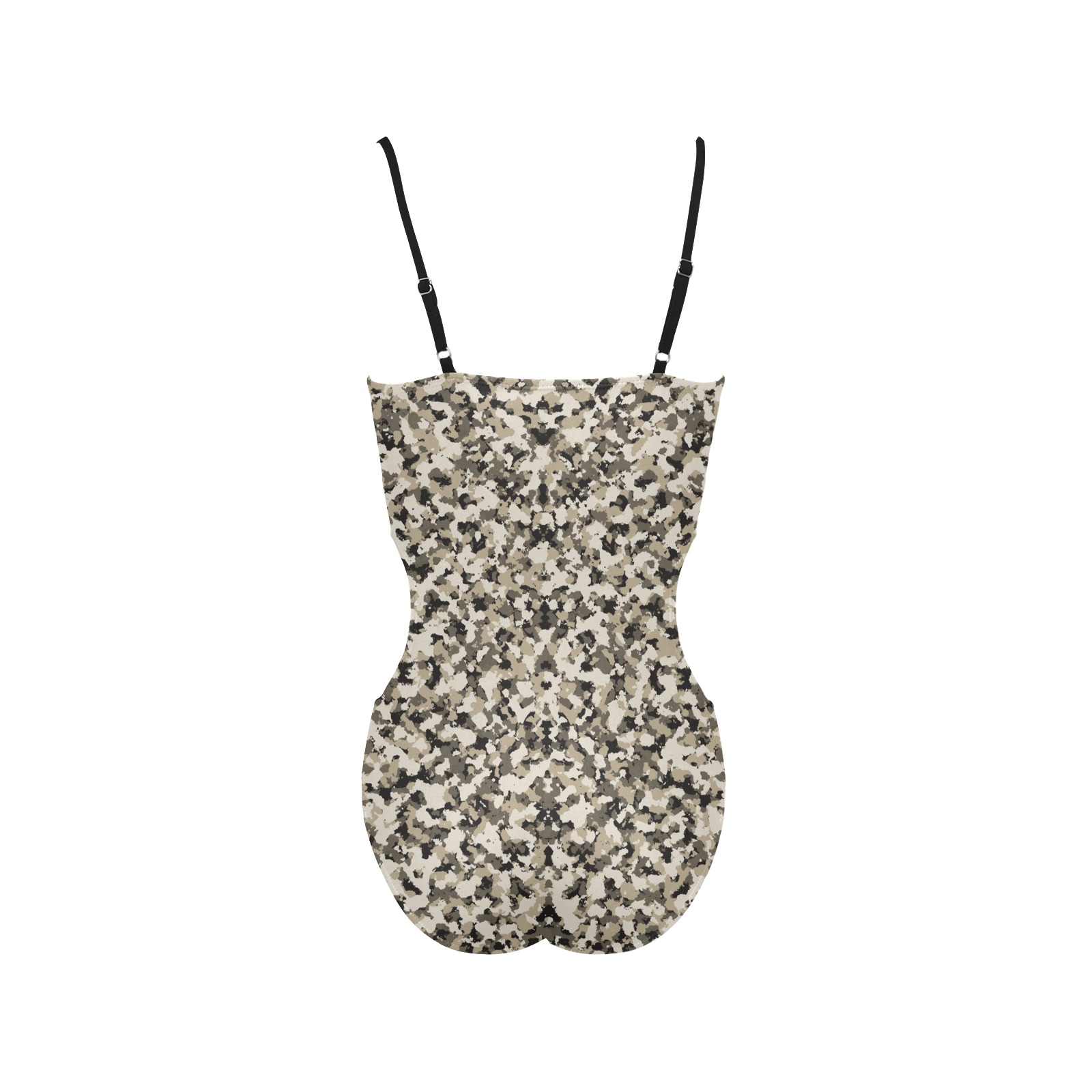 Sand camo Spaghetti Strap Cut Out Sides Swimsuit (Model S28)