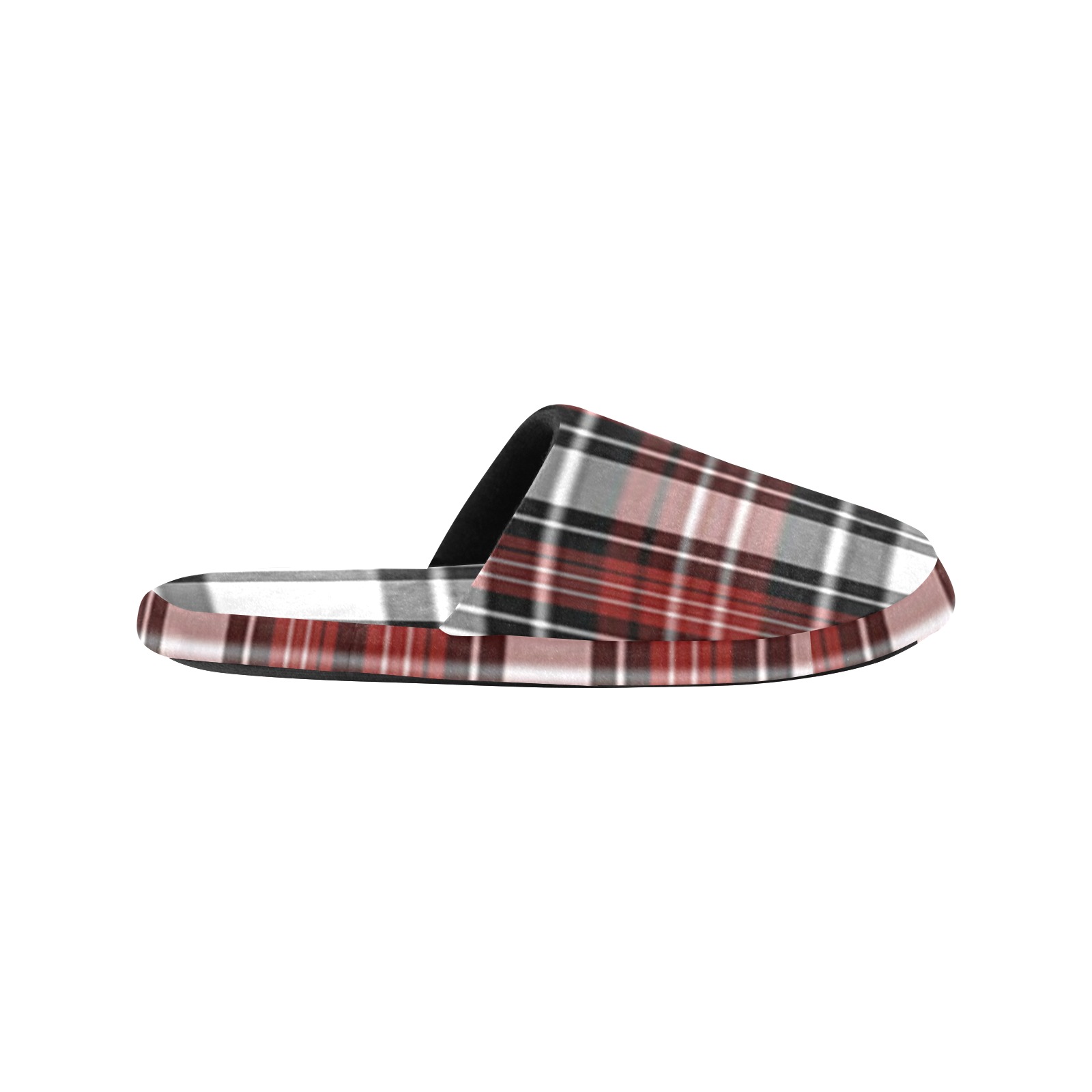 Red Black Plaid Men's Cotton Slippers (Model 0601)