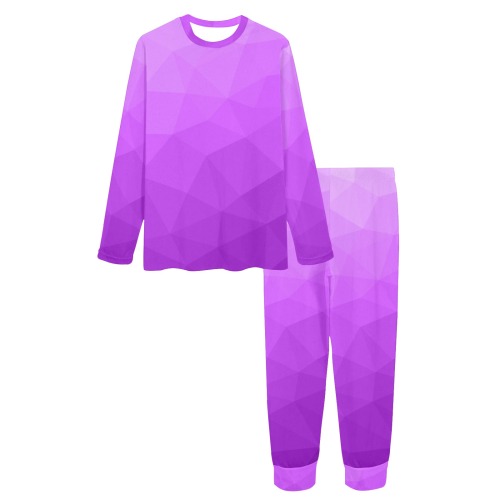 Purple gradient geometric mesh pattern Women's All Over Print Pajama Set