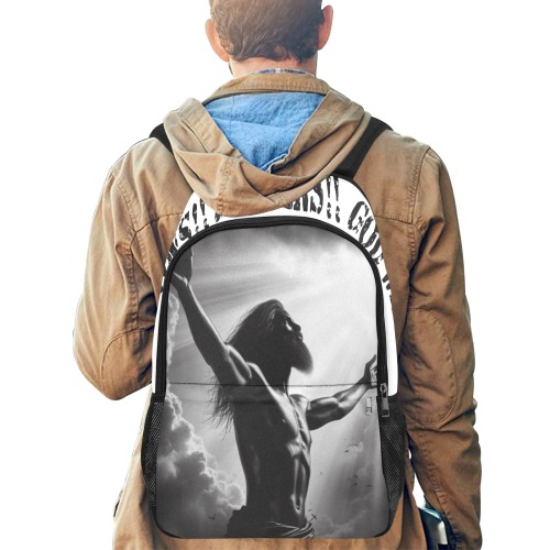 Jesus BackPack Fabric Backpack with Side Mesh Pockets (Model 1659)