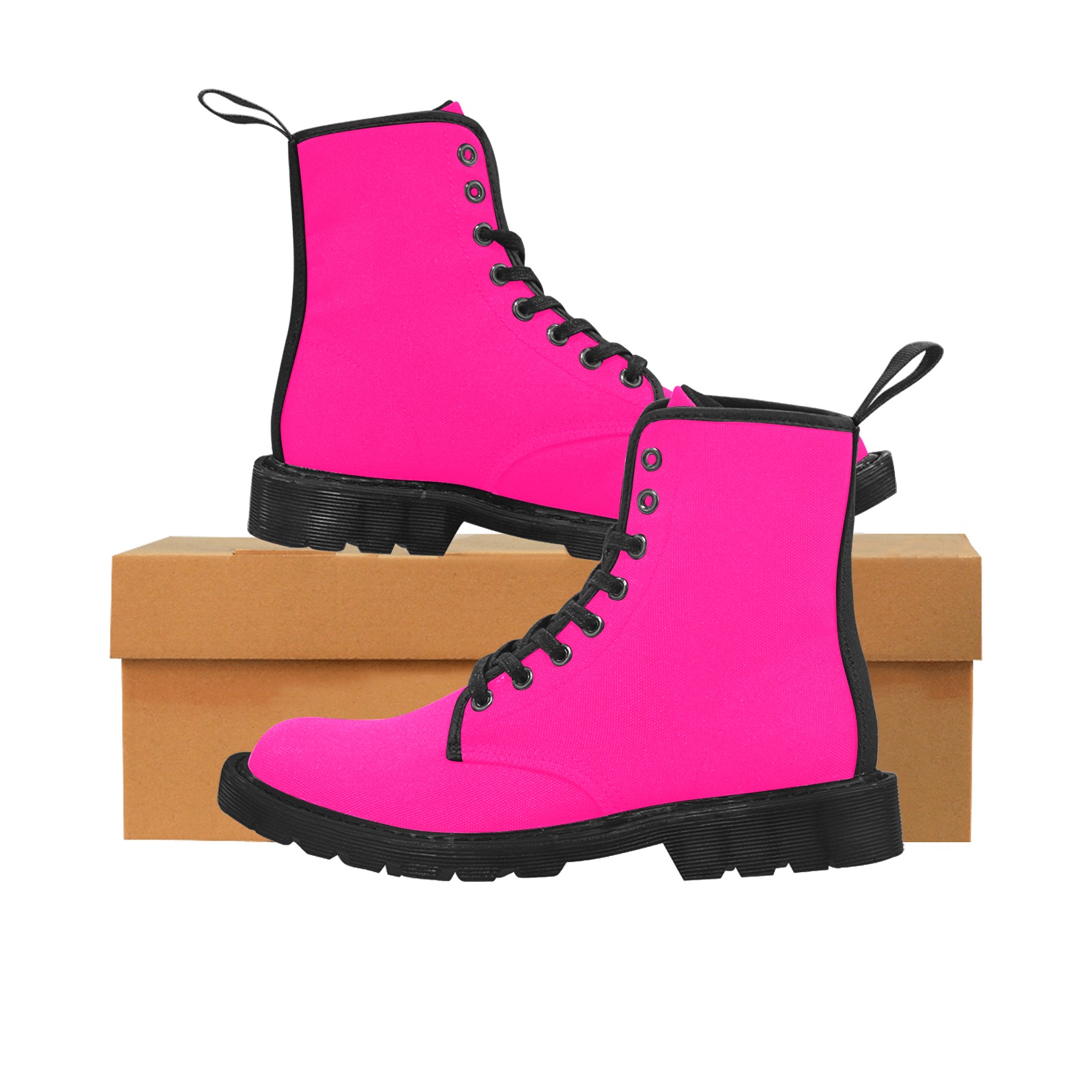Deep Pink Fuchsia WMB Martin Boots for Women (Black) (Model 1203H)