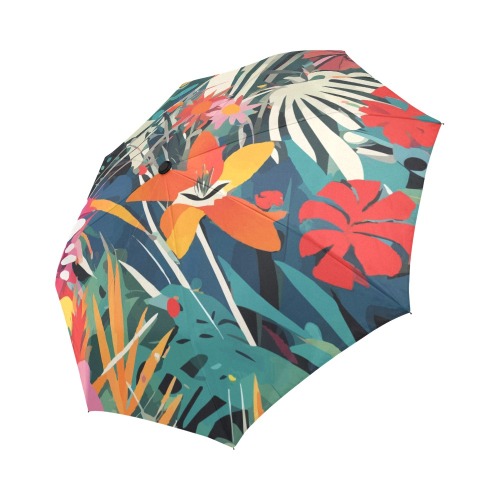 Stylish tropical plants. Colorful boho art. Auto-Foldable Umbrella (Model U04)