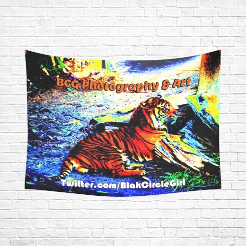 Relaxing Tiger Bright Special Edition Cotton Linen Wall Tapestry 80"x 60"