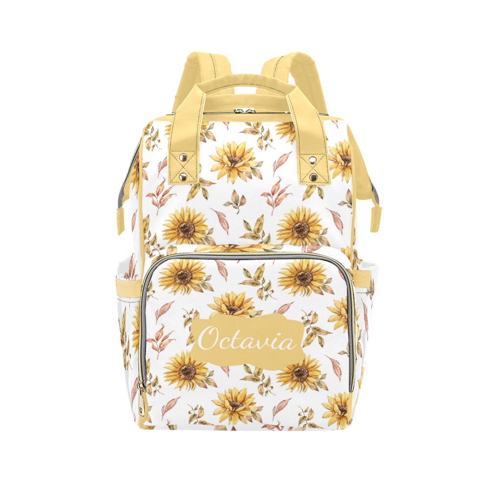 Personalized Sunflower Diaper Bag Multi-Function Diaper Backpack/Diaper Bag (Model 1688)