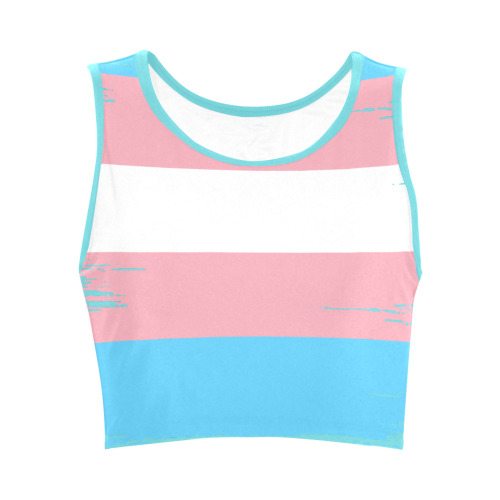 Transgender Pride Flag LGBTQ LGBT LGBT+ Stripes Pattern Women's Crop Top (Model T42)