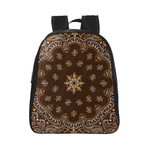 Bandanna Pattern Brown School Backpack (Model 1601)(Small)