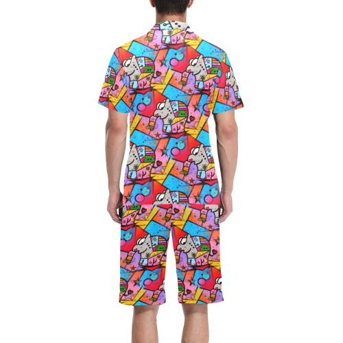 Fantis by Nico Bielow Men's V-Neck Short Pajama Set