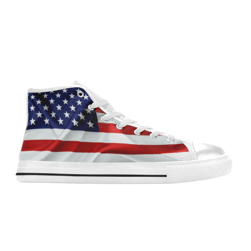 America Flag Banner Patriot Stars Stripes Freedom Women's Classic High Top Canvas Shoes (Model 017)