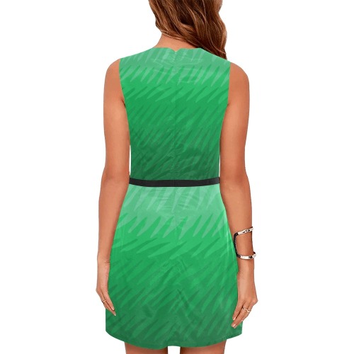 green wavespike Eos Women's Sleeveless Dress (Model D01)