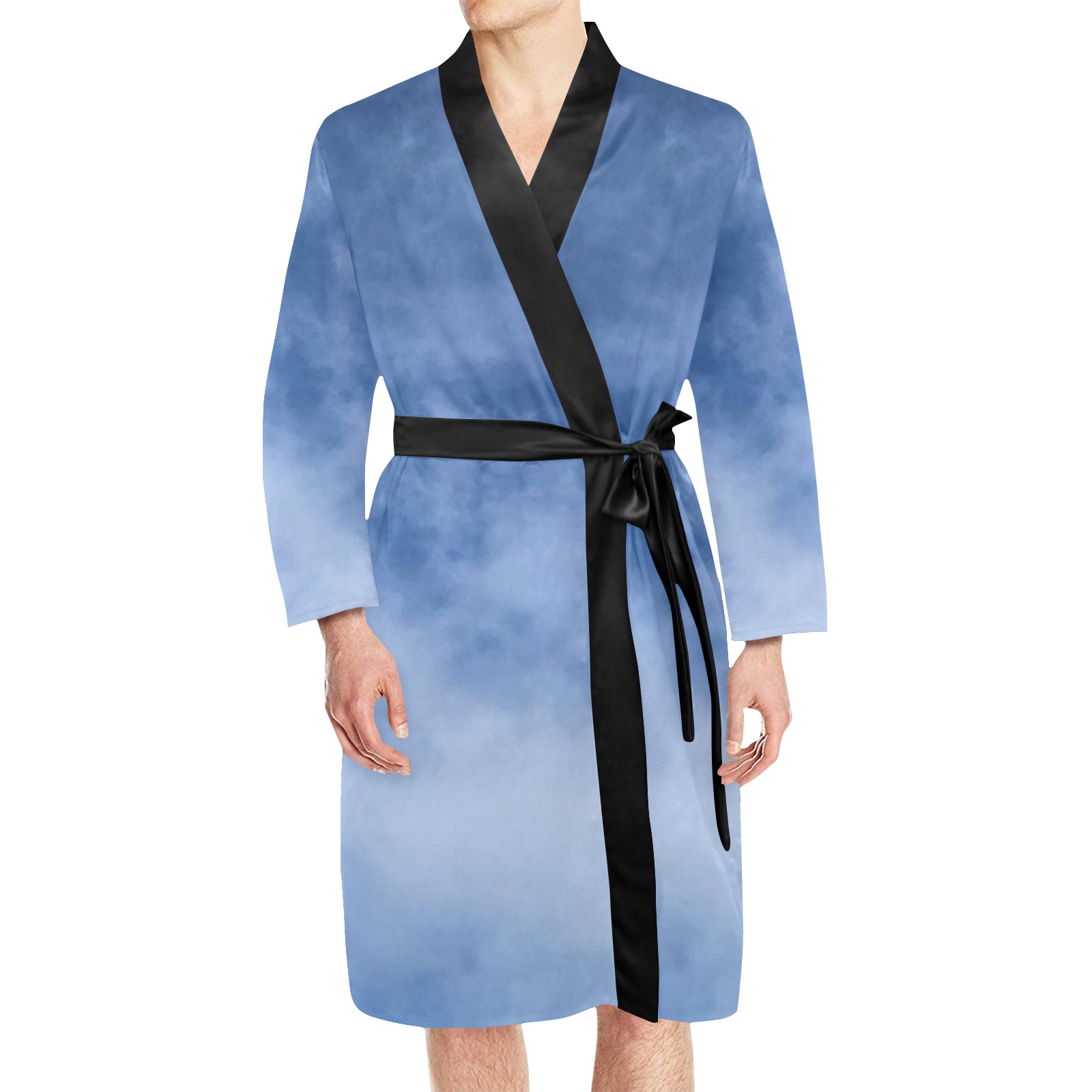 Sky Wishes Men's Long Sleeve Belted Night Robe (Model H56)