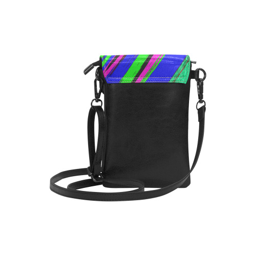 Diagonal Green Blue Purple And Black Abstract Art Small Cell Phone Purse (Model 1711)
