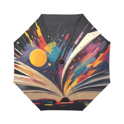 Reading creates knowledge abstract art on black Auto-Foldable Umbrella (Model U04)