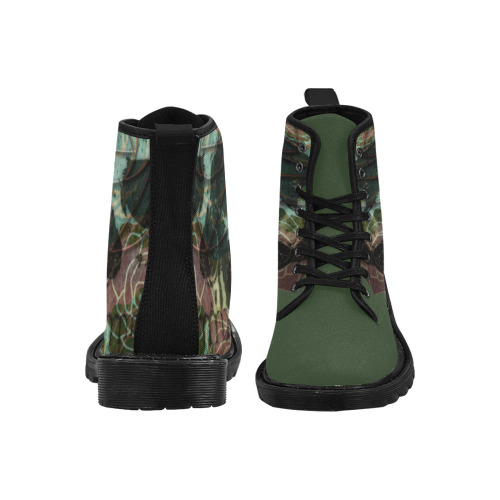 SKULLS & ROSES Martin Boots for Women (Black) (Model 1203H)