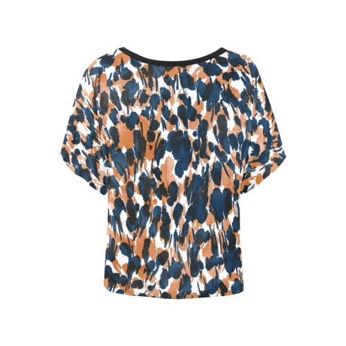 Dots brushstrokes animal print Women's Batwing-Sleeved Blouse T shirt (Model T44)