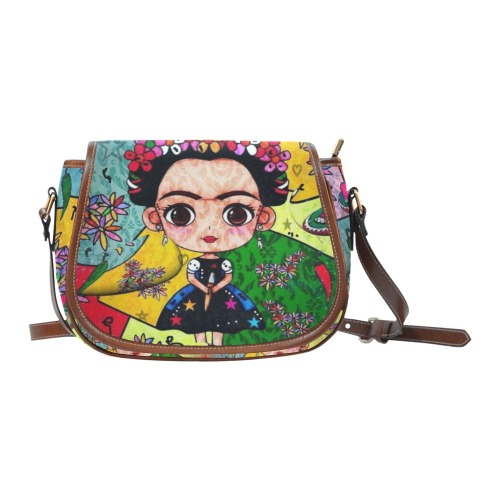 Frida Pop Art by Nico Bielow Saddle Bag/Large (Model 1649)