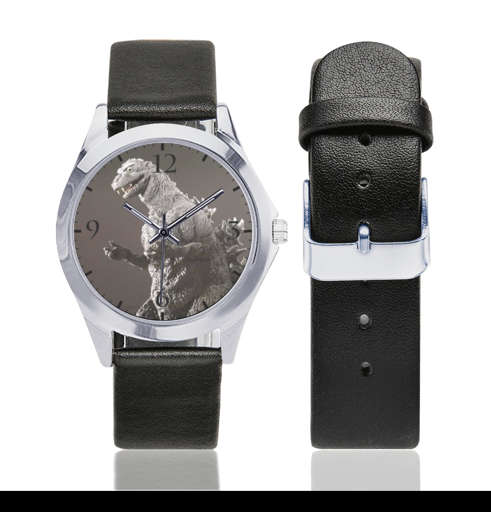 Godzilla Unisex Silver-Tone Round Leather Watch (Model 216)